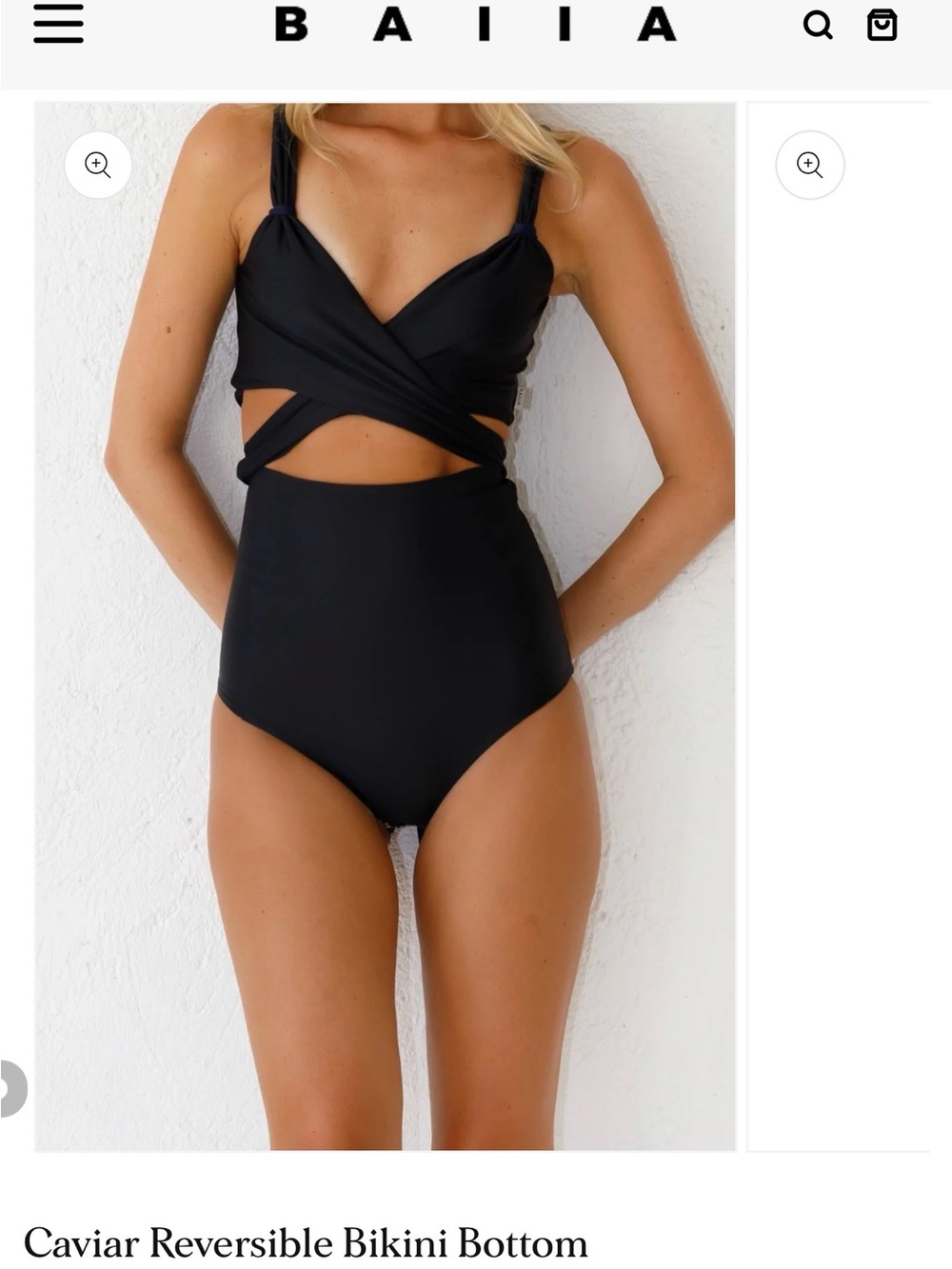 BAIIA Caviar Reversible Black Bikini Bottom and top BOTH PIECES ARE INCLUDED